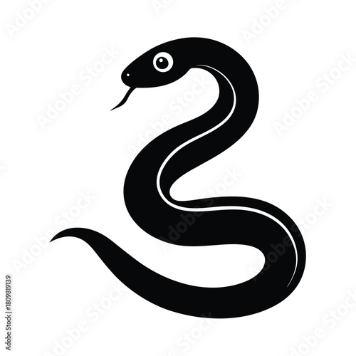 Curled Snake Silhouette Icon Vector Illustration