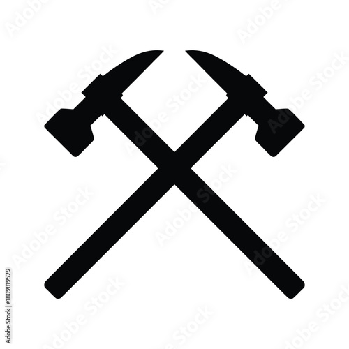 Hammer And Chisel Crossed Icon Vector Illustration