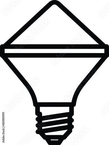 Led light bulb outline icon for energy saving and modern illumination concepts and design
