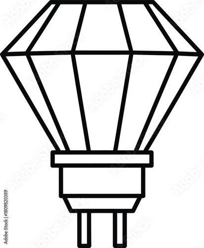 Outline icon of faceted gu10 led spotlight bulb, modern energy-efficient lighting solution concept