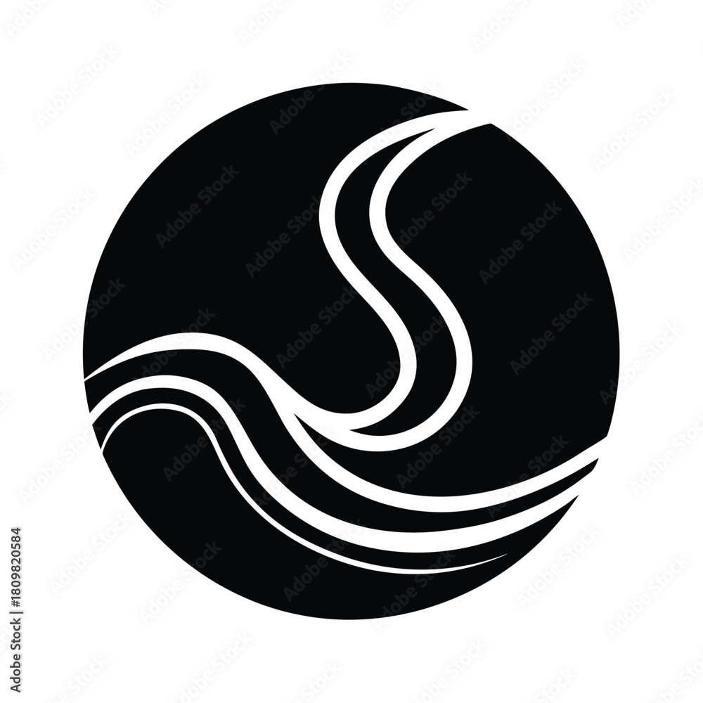 Fototapeta premium River Current Swirl Icon Vector Illustration