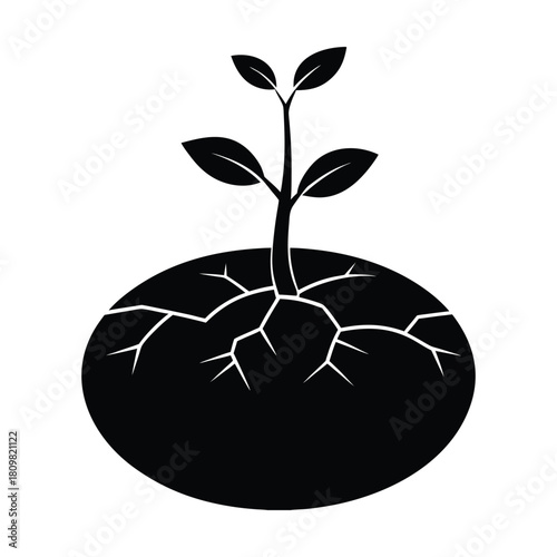 Sprout Growing Crack Icon Vector Illustration