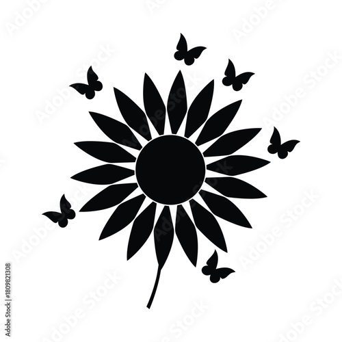 Sunflower Solid Center Icon Vector Illustration
