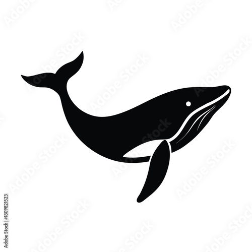 Whale Silhouette Breaching Icon Vector Illustration