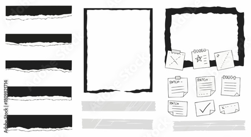 Torn Paper and Note Collection - A Variety of Textural Elements.