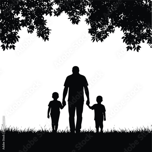 Heartwarming Silhouette of a Mother and Child Nurturing Plants Together, Symbolizing Family Bonding, Growth, and Shared Joy in Gardening Activities