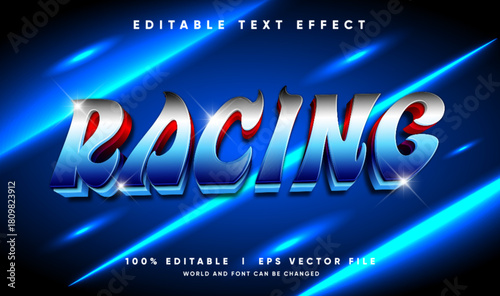 racing 3d vector text effect with modern style