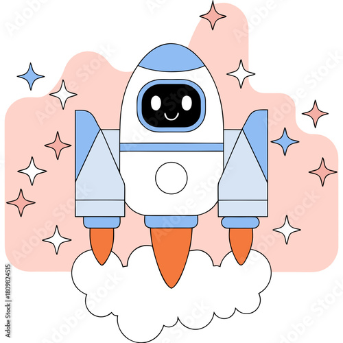 Robot with Jetpack Cute Sci-Fi Robot Coloring Pages 