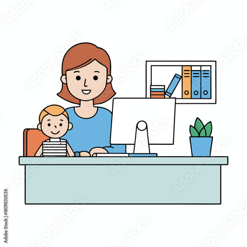 A dedicated mother freelancer balancing deadlines and diapers, crafting creative work from home while nurturing her family with resilience, focus, and heartfelt care.