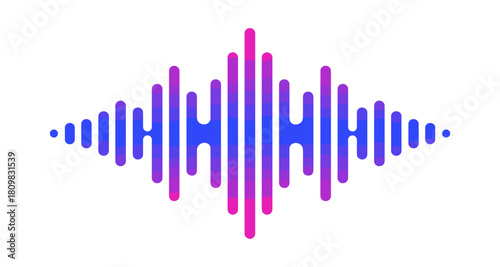 Gradient sound wave and audio equalizer graphic symbol vector on transparent background