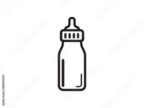 Minimalist baby milk bottle vector line art icon