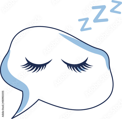 Sleeping cloud with eyelashes and zzz on white, cartoon style vector