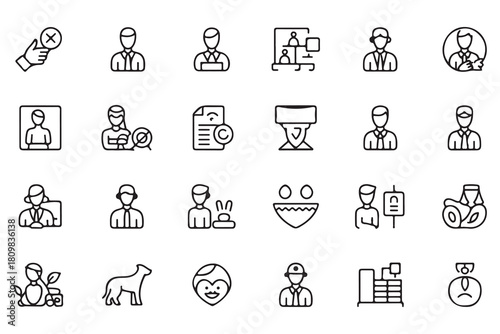 Corporate ethics and compliance line icons set for business governance and professional responsibility