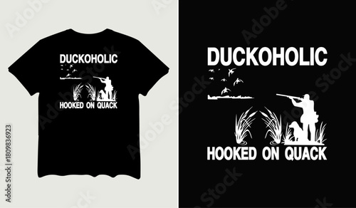 duckoholic hooked on quack t-shirt design for t-shirt quotes or poster svg printable cut file