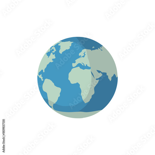 Flat Earth Globe Illustration on White Background Global Travel
