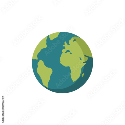 Flat Earth Icon Globe with Simplified Landmasses