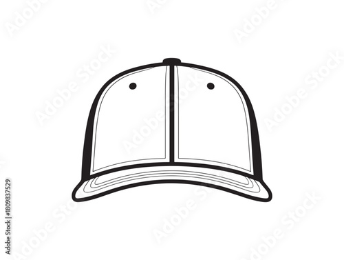 Modern Baseball Hat Icon 2D Line Art Graphic