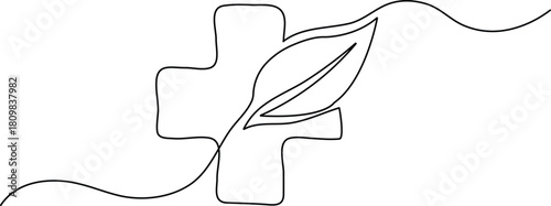 Simple sketch of a cross representing herbal or holistic healing