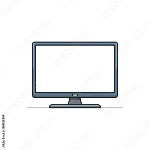 Minimalist Computer Monitor Icon on White Background