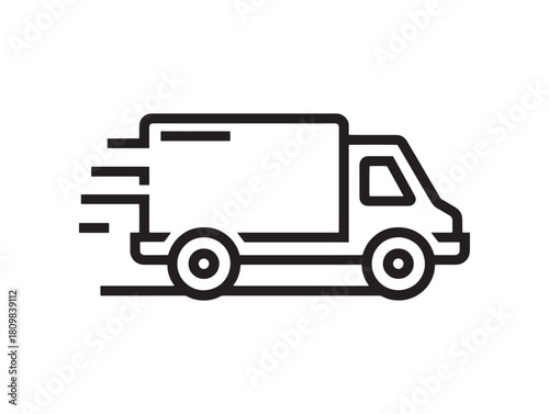 Modern Delivery Truck Flat Icon Fast Shipping
