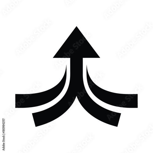 Two arrows merging into one upward arrow