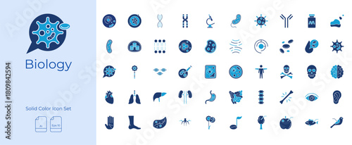Biology Solid Color Editable Icons set