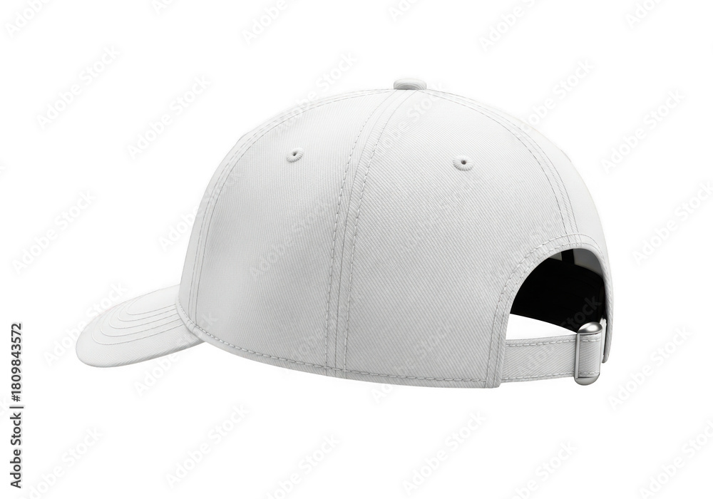 Fototapeta premium A plain white baseball cap viewed from the back isolated on transparent background