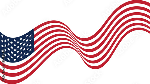  Wavy American flag illustration with flowing red, white, and blue design – patriotic symbol of freedom, unity, and national pride
