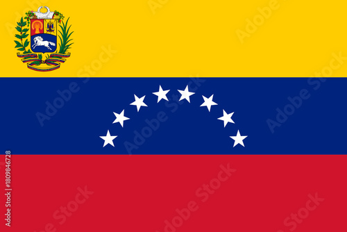 Fotografie Flag of Venezuela with the Coat of Arms with official proportions and color