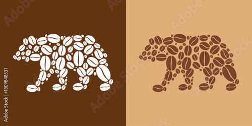 Minimalist bear coffee blend mascot logo illustration, ideal for branding coffee shops, cafes, bistros, beverage product labels, or any business that wants a unique identity.