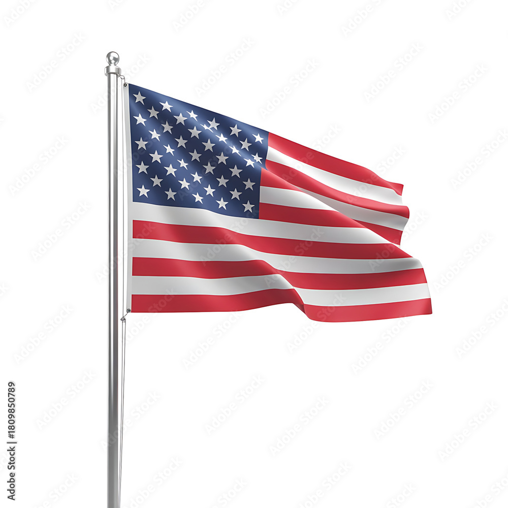 Fototapeta premium Waving American flag with stars and stripes, a patriotic symbol of the United States