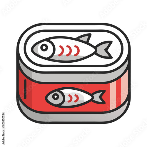 Canned sardines icon with fish illustration