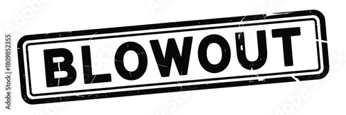 Distressed black and white blowout stamp graphic