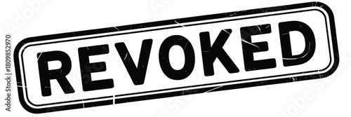 Black and white stamp graphic with the word revoked