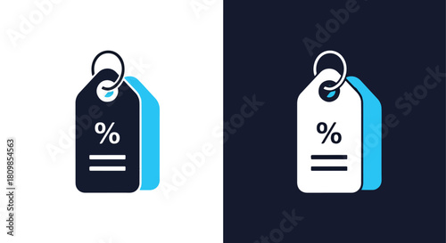 Discount tags with percentage symbol - Vector icon symbol for website - Icon vector - Blue icon vector - Line and glyph solid icon and logo template