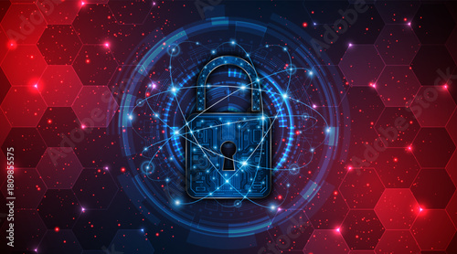 Lock icon. Cyber ​​security and data protection concepts and privacy. Innovative concept of advanced safety technology	