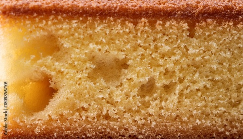 close up of sponge cake a detailed macro shot showcases the airy texture and golden brown crust of a freshly baked sponge cake inviting a sensory experience of taste and texture