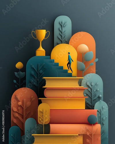 Wallpaper Mural Vertical book staircase to knowledge growth Torontodigital.ca