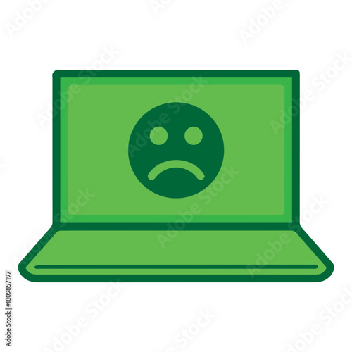 Laptop with Sad Face