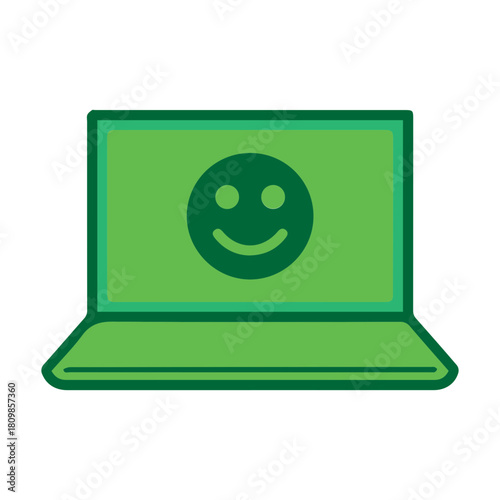 Laptop with Smiley Face