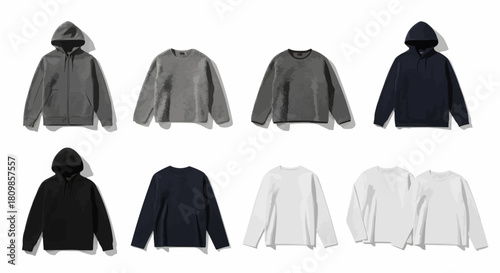 Collection of Hoodies and Sweatshirts in Various Colors.