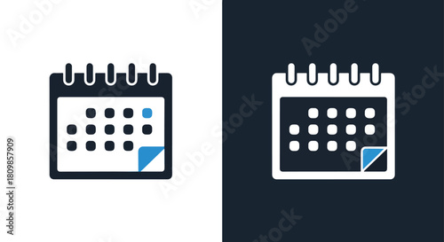Calendar icons with highlighted dates - Vector icon symbol for website - Icon vector - Blue icon vector - Line and glyph solid icon and logo template
