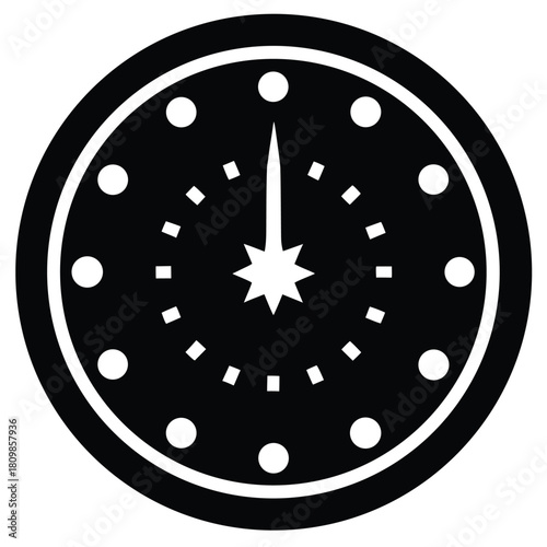 midnight clock striking 12 vector icon