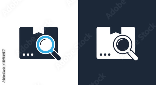 Magnifying glass over document icon - Vector icon symbol for website - Icon vector - Blue icon vector - Line and glyph solid icon and logo template
