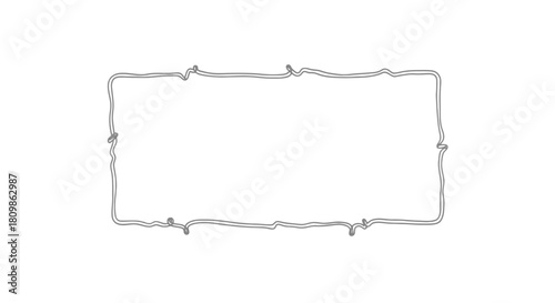 Abstract wavy rectangular border frame outline with dripping liquid like distorted edge shape template design