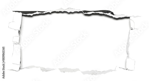 Vector illustration of horizontal ripped paper background torn edges border blank copy space template