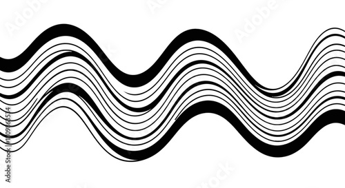 Abstract black wave lines pattern vector graphic element flow dynamic smooth design background concept illustration