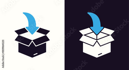 Download upload box icon set with arrows - Vector icon symbol for website - Icon vector - Blue icon vector - Line and glyph solid icon and logo template