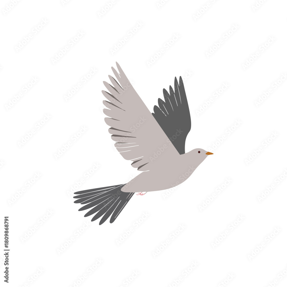 Fototapeta premium Flying Dove Minimalist Bird Illustration with Neutral Colors