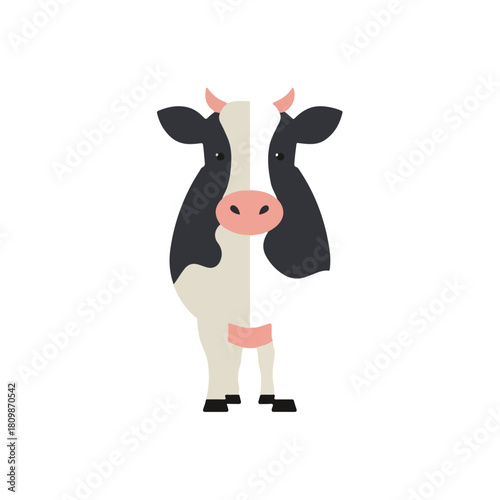 Geometric Cow Illustration Farm Animal Character Design